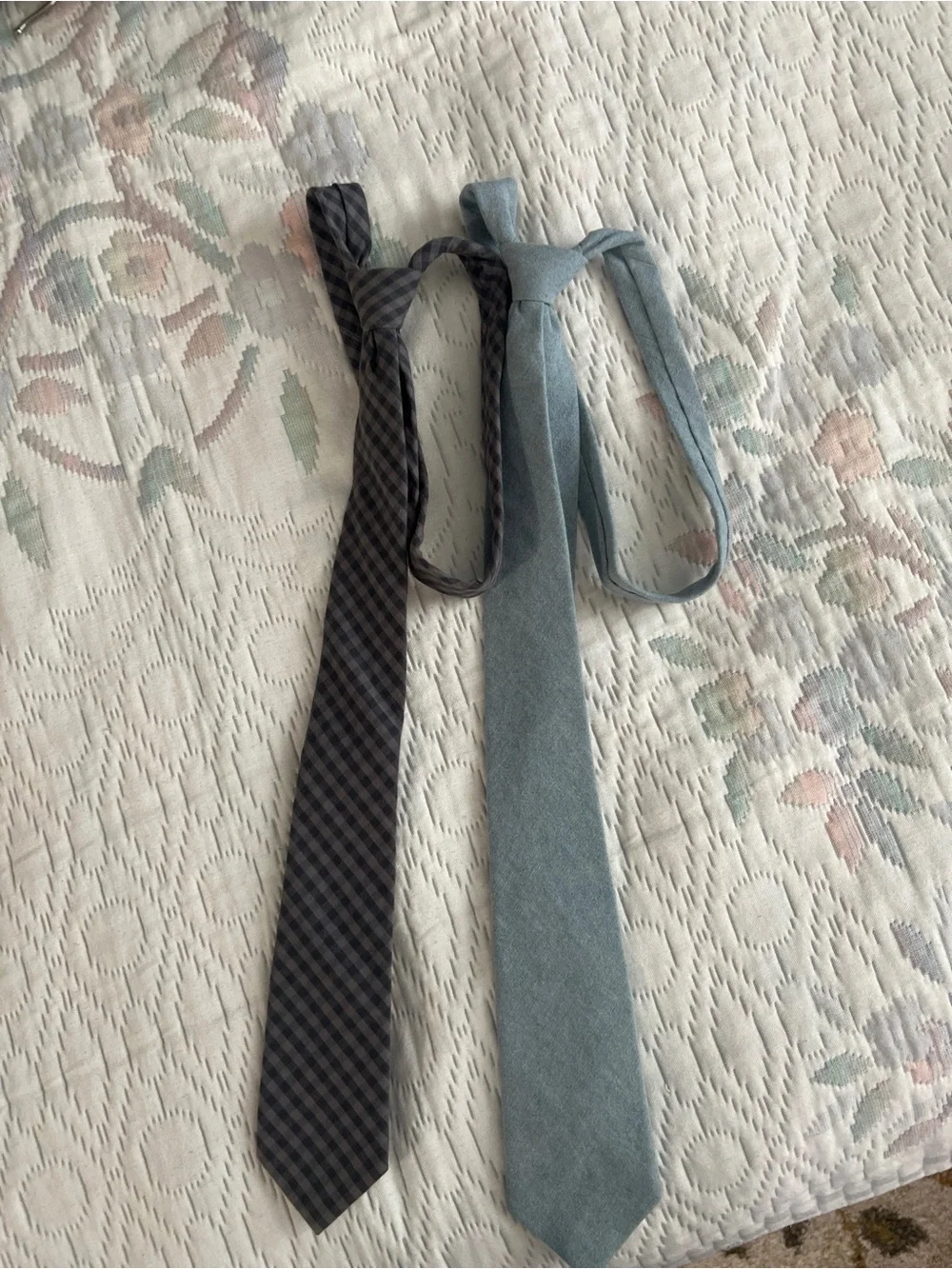 Boys Gray Plaid & Light Blue Solid Neckties